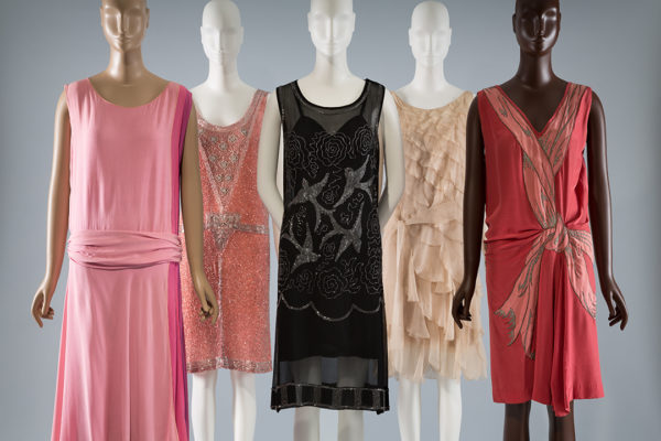 Group of 1920s evening dresses.